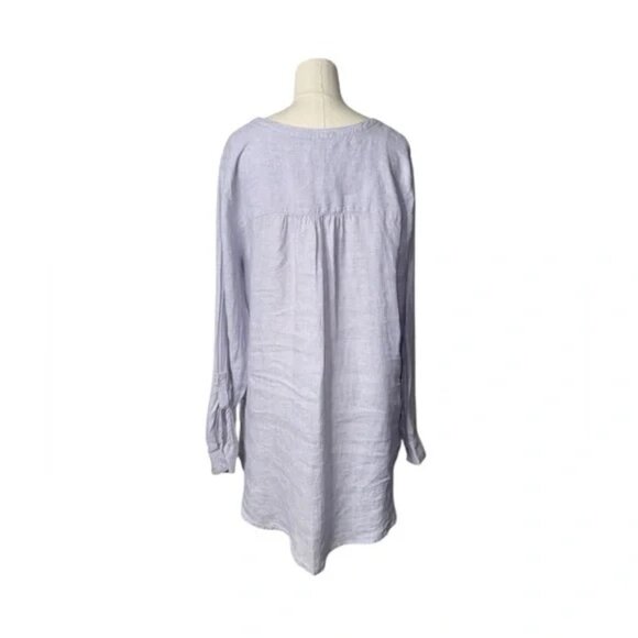 Sigrid Olsen 100% Linen Button Down Shirt – Light Blue Tunic Top, Relaxed Fit - Picture 7 of 7